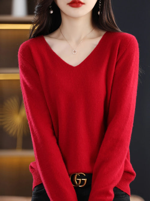 100% merino wool v neck sweater