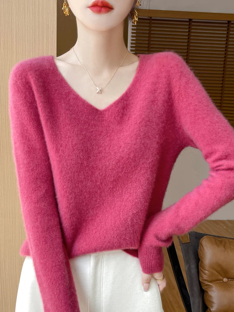 100% merino wool v neck sweater
