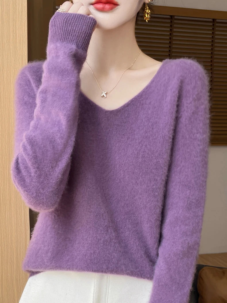 100% merino wool v neck sweater